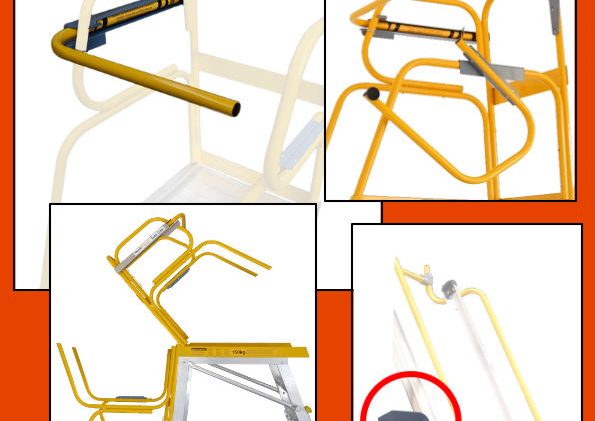 platform ladder accessory collage